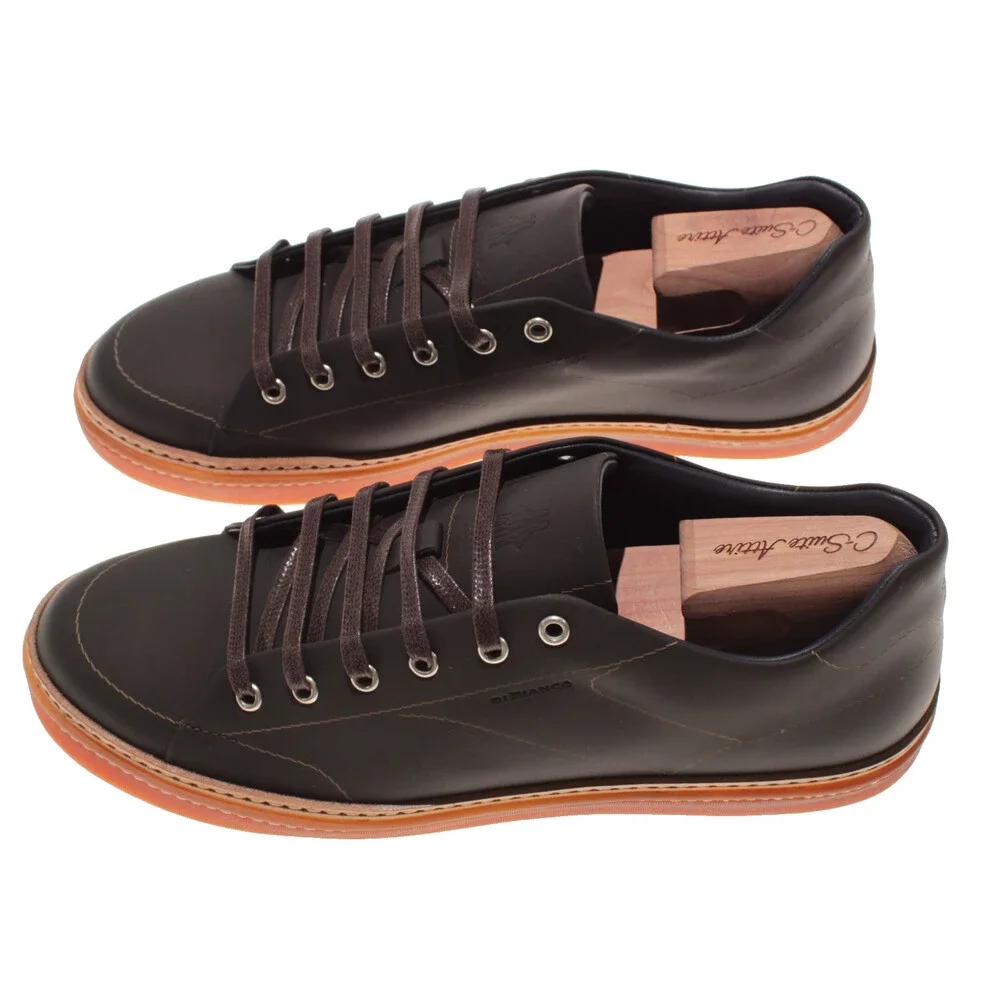 Di Bianco NWB Lace Up Sneakers Size 10 US in Dark Brown Made in Italy